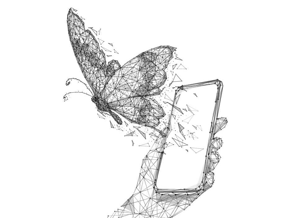 Phone with a butterfly coming out