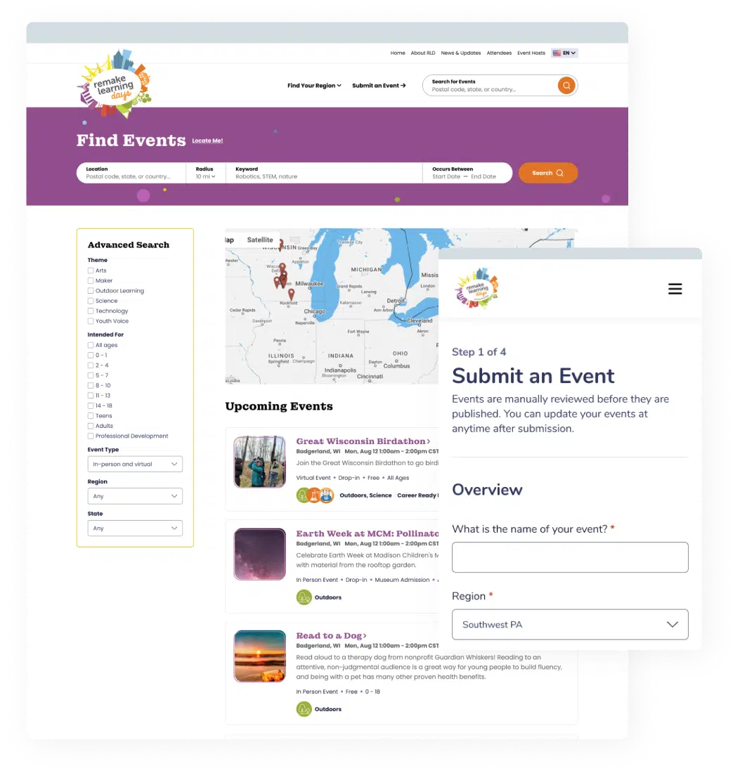 An example of a custom developed event submission and search feature for WordPress.